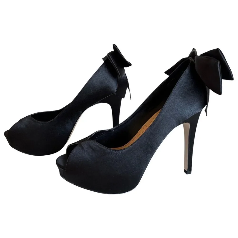 Share POUR LA VICTOIRE Women's Size 6 High Heels Open Toe Platform Pump Black Sa